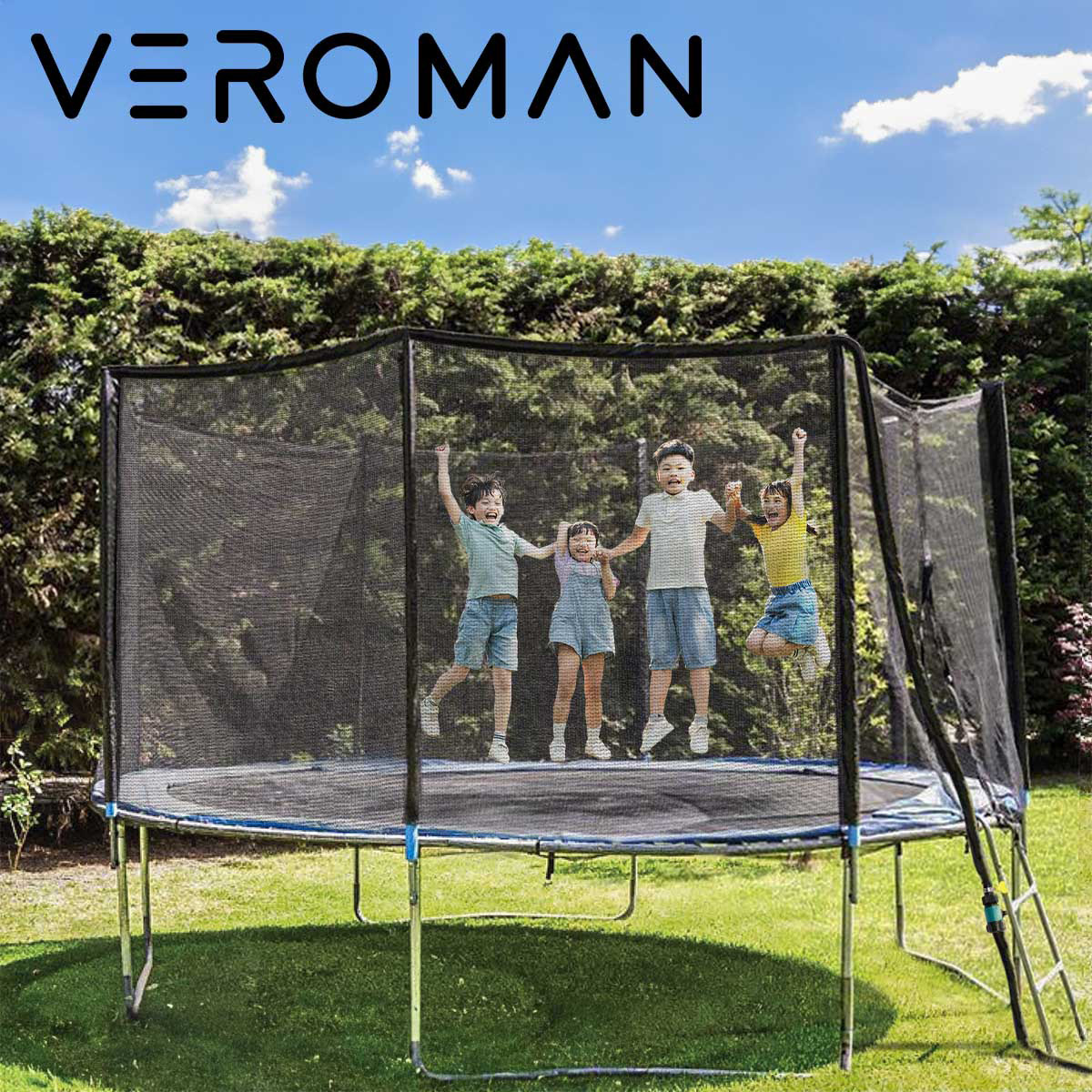 直径4.9m] VeroMan 大型 トランポリン 保護ネット付き フィットネス 高