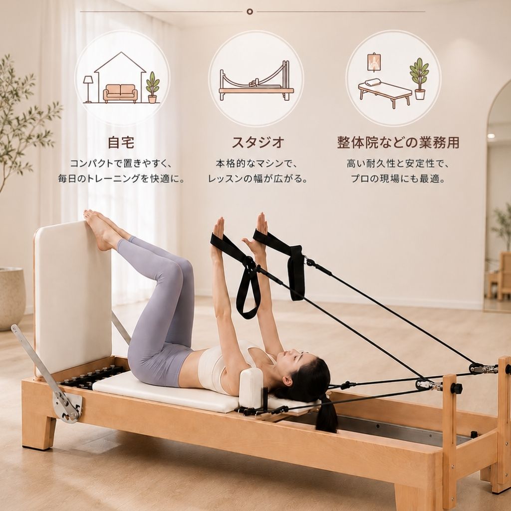 送料込】[オーク材] VeroMan ピラティスマシン リフォーマー 木製