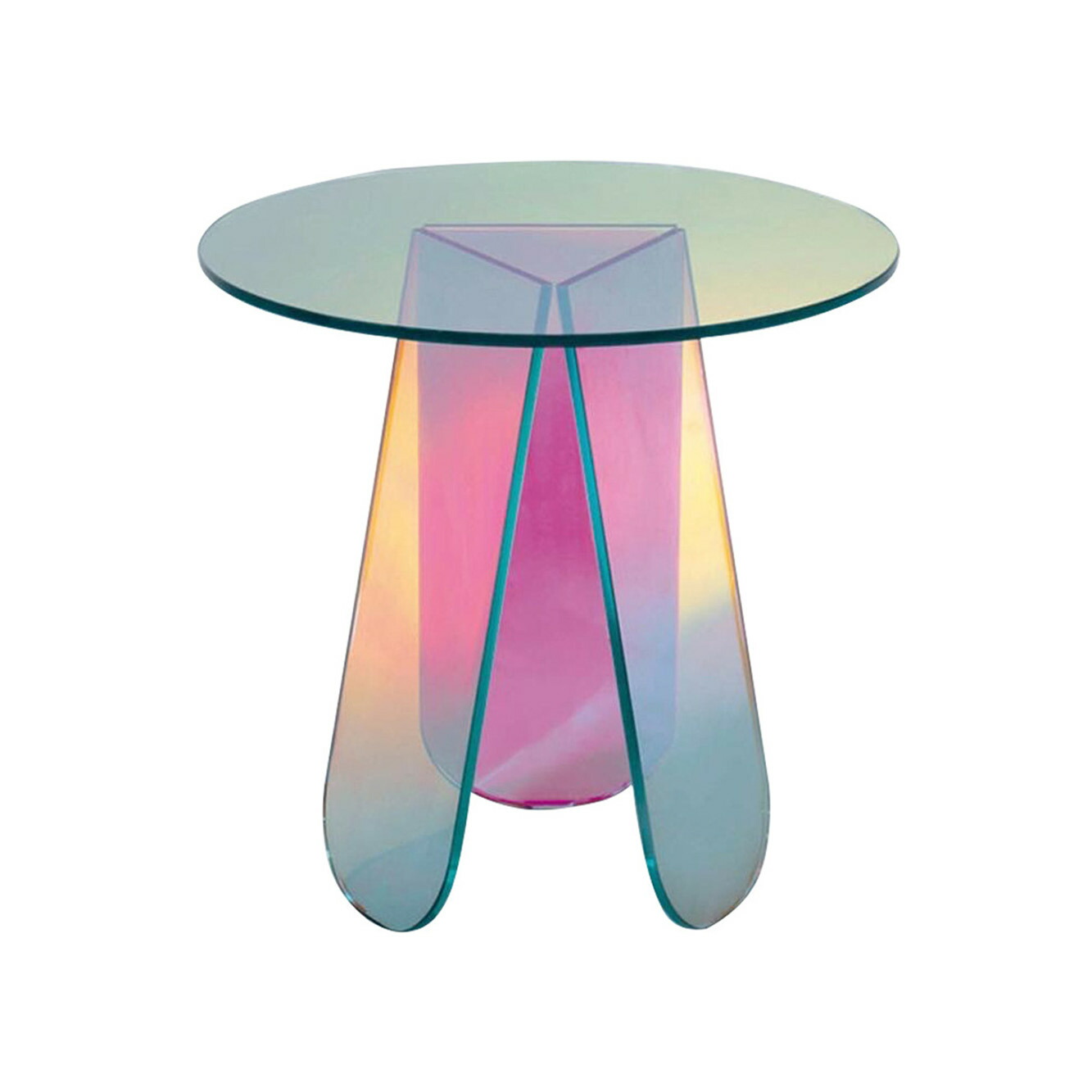 取付無料！オーロラ ホログラム 韓国風アクリル円形ミニサイドテーブル✨ aurora acrylic low table / オーロラ アクリル テーブル