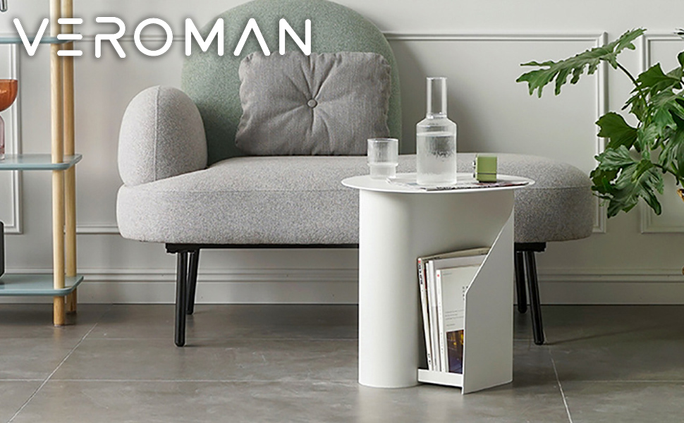 VeroMan セントラム サイドテーブル 収納あり ステンレス 丸い