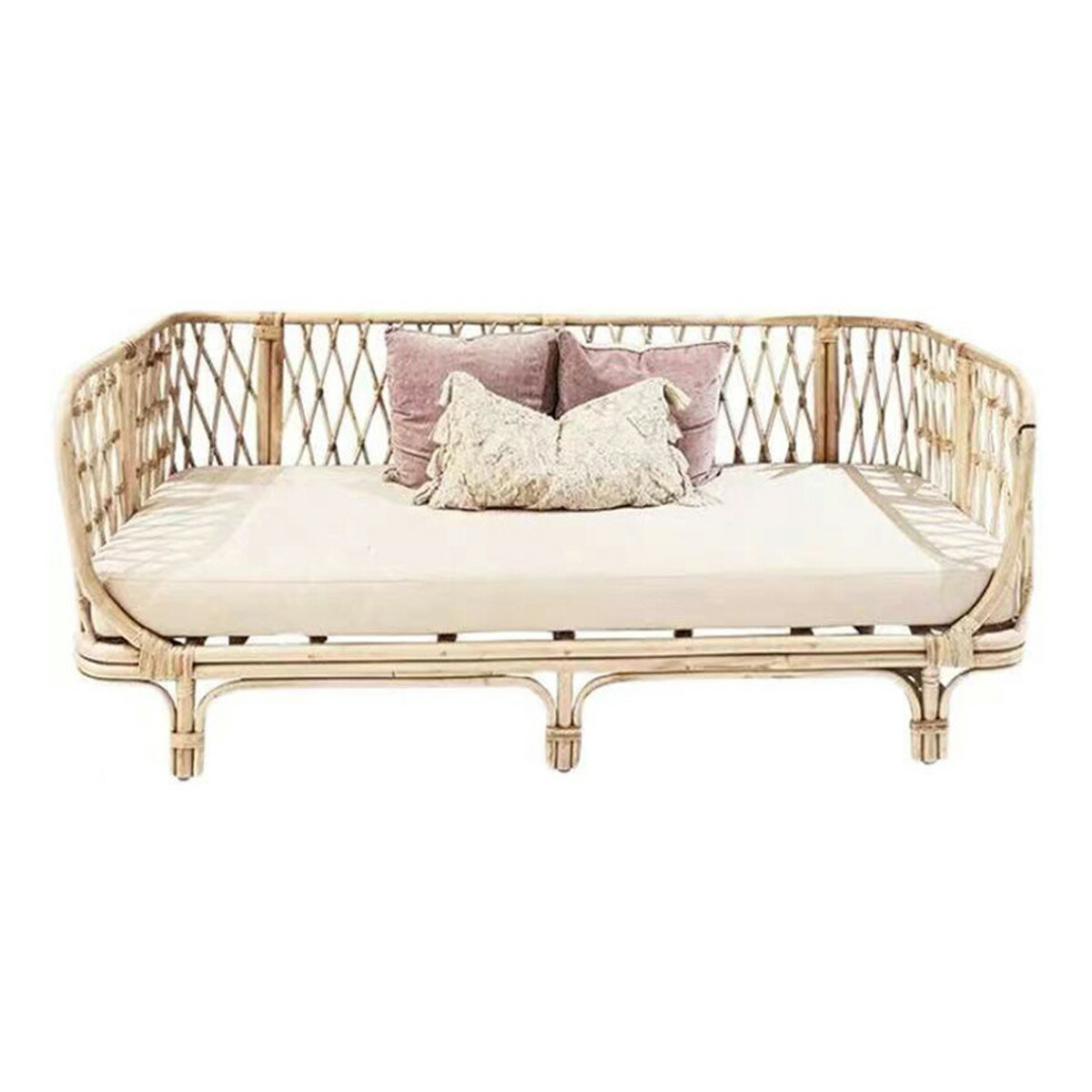 VeroMan ソファ ベッド ラタン編み 天然籐 クッション 四角 丸形