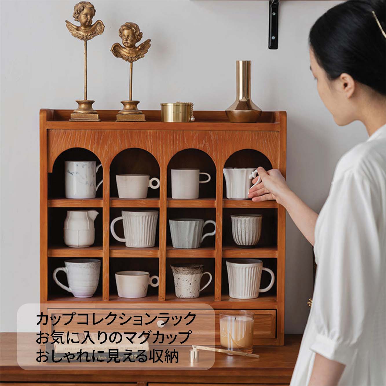 絶対的な信頼 木製多段式ディスプレイラック ラックの通販 （ウッド 赤茶色 工芸品