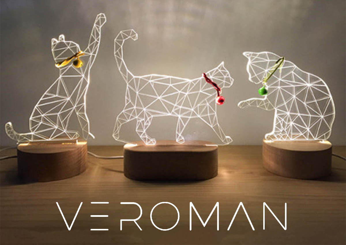 VeroMan 猫テーブルランプ 卓上ランプ ベッドサイドランプ ランプ