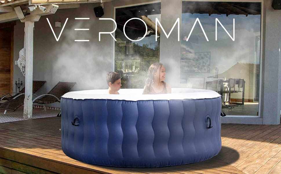 VeroMan ジャグジー バスタブ 空気で膨らむ ホームスパ ジェッドバス インフレターブル 浴槽 お風呂 バブルプール 定温加熱 木目 屋外 家庭用 - 10