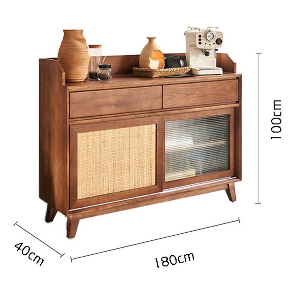 ベルメゾン 木製キャビネット ラタン調扉 【公式通販】