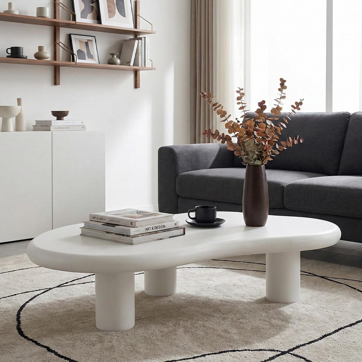 100cm] VeroMan うねうね 雲 コーヒーテーブル ウェーブ ローテーブル