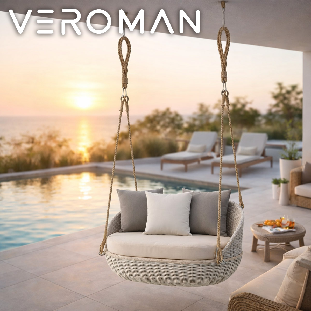 【直接手渡可】籐製ハンギングチェア　揺れる椅子 一人掛け] VeroMan ハンギングチェア チェア ハンモックチェア