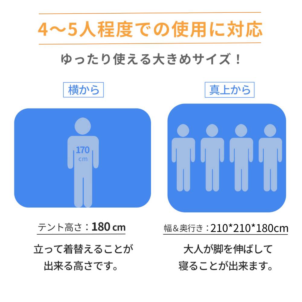 高さ180cm 奥行210cm] VeroMan 超大型 防災テント 災害用テント 隔離