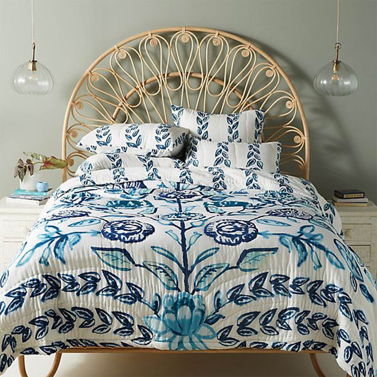 VEROMAN ラタン編みベッドフレーム ベッドフレーム ベッド