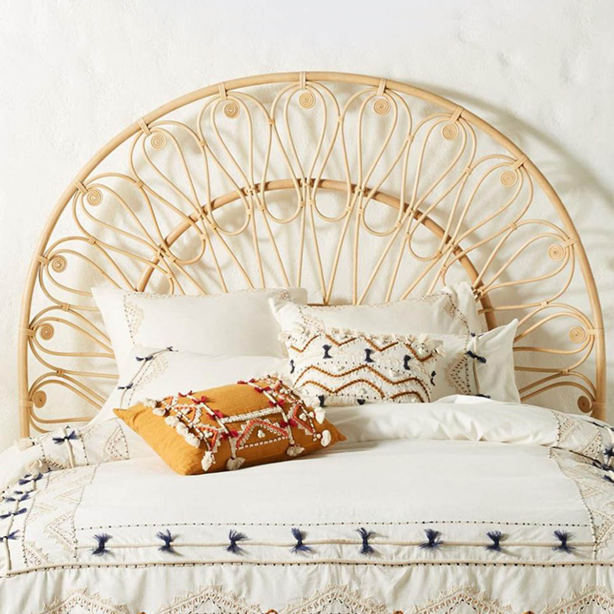 VEROMAN ラタン編みベッドフレーム ベッドフレーム ベッド