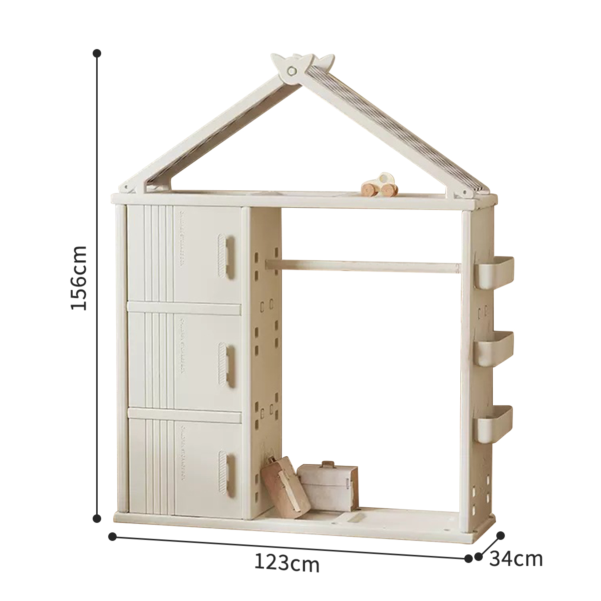 B] VeroMan キッズ ハンガーラック 三角屋根 収納ラック ベビー 子供用