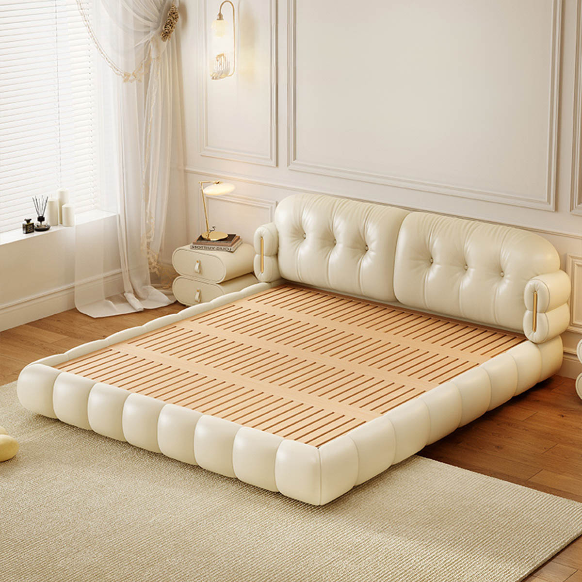 VEROMAN [ワイドダブル]VeroMan もこもこクッションデザイン ベッド