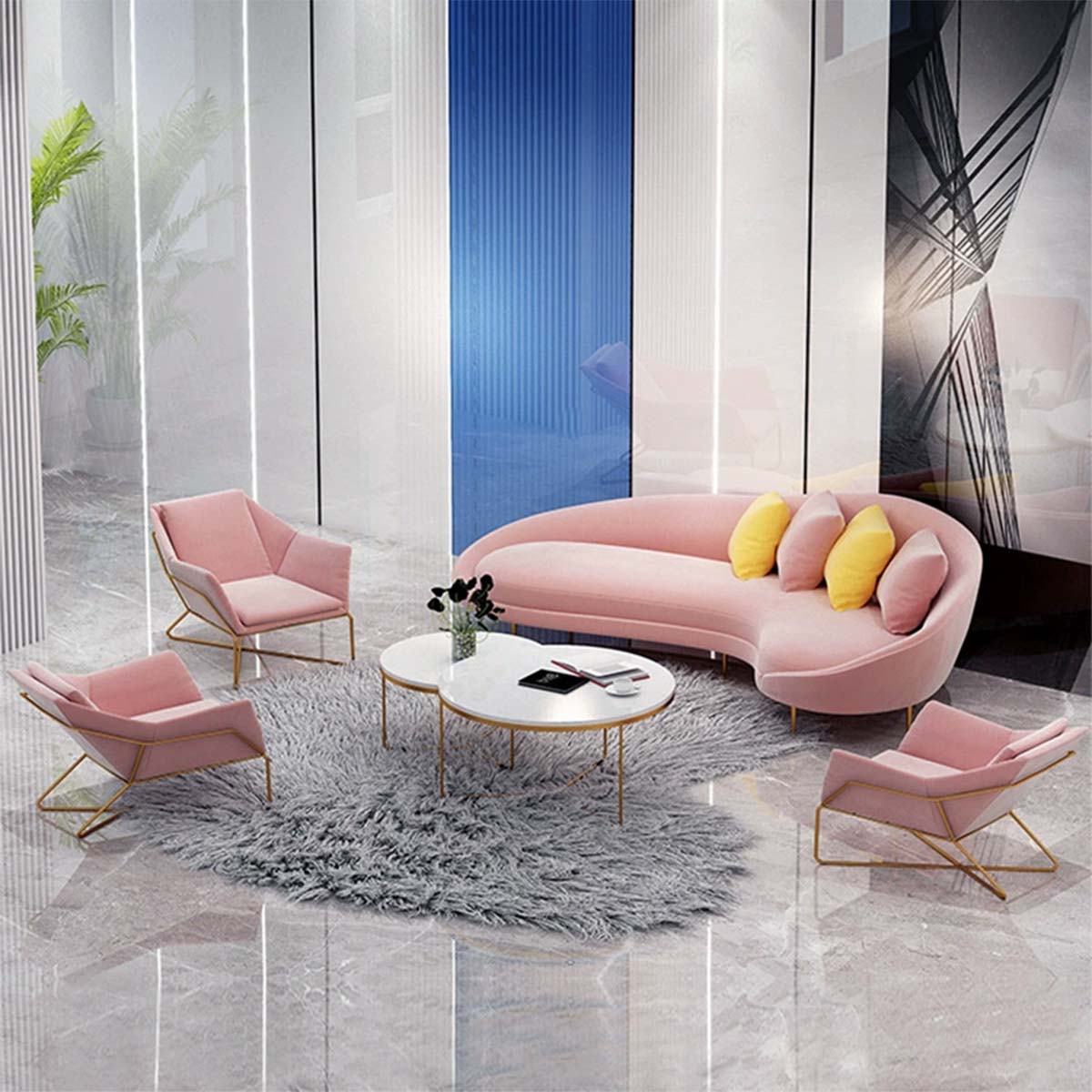 VEROMAN アーチ型 曲線デザイン ソファ やわらかフォルム やさしい座り