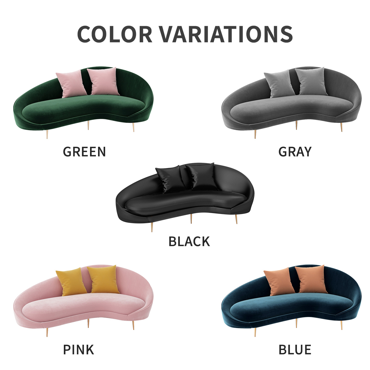 VEROMAN アーチ型 曲線デザイン ソファ やわらかフォルム やさしい座り