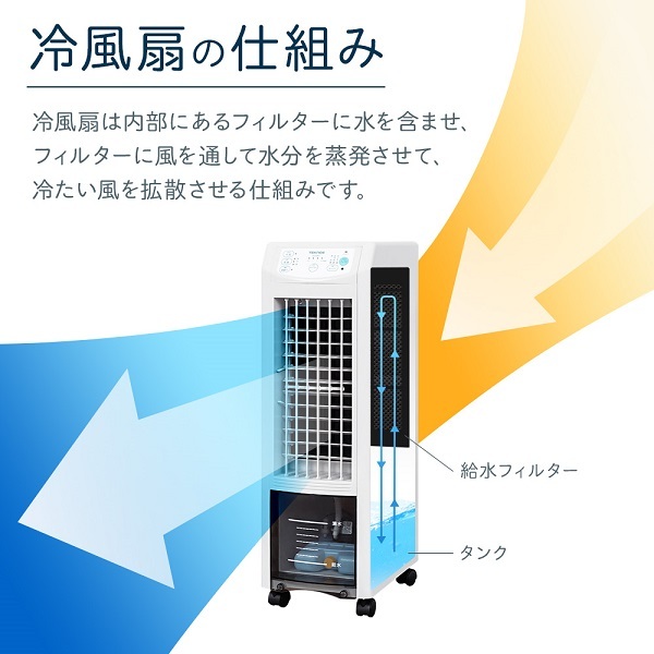 冷風機 冷風扇 冷風扇風機 キャスター おしゃれ 小型 静か タワー型