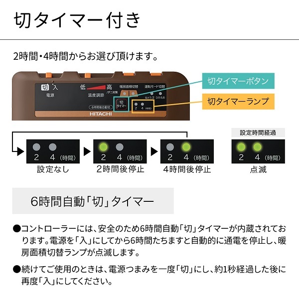 ホットカーペット 2畳 本体 電気カーペット 2畳用 カーペット 電気マット ホットマット 176×176cm おしゃれ 二畳 ラグ 足元 ダニ退治  日立 HHLU-S2020 : 000000129376