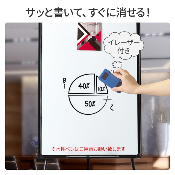 ホワイトボード 60cm×90cm 脚付き 高さ調節可能 三脚式 立て看板 軽量