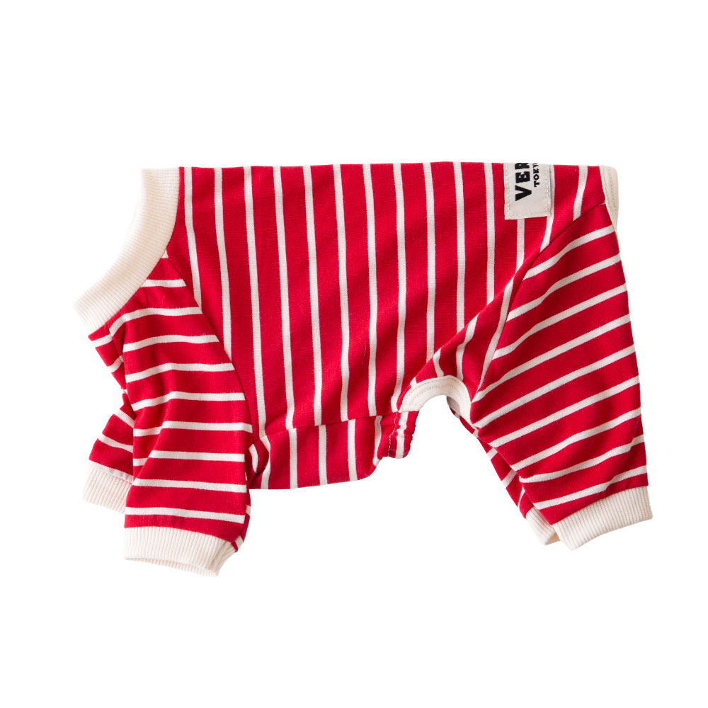 VERY 犬服 コーギー・バセット BORDERS CLUB ロンパース レッド ピンク