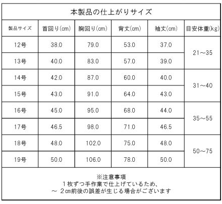  製品サイズ表　大型 超大型