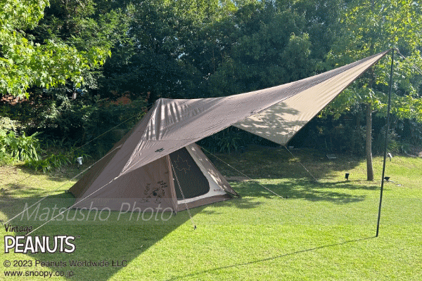ロゴススヌーピーウィングタープ SNOOPY ウィングタープセット-BB |ギア|日/火/風除け|タープ|製品情報