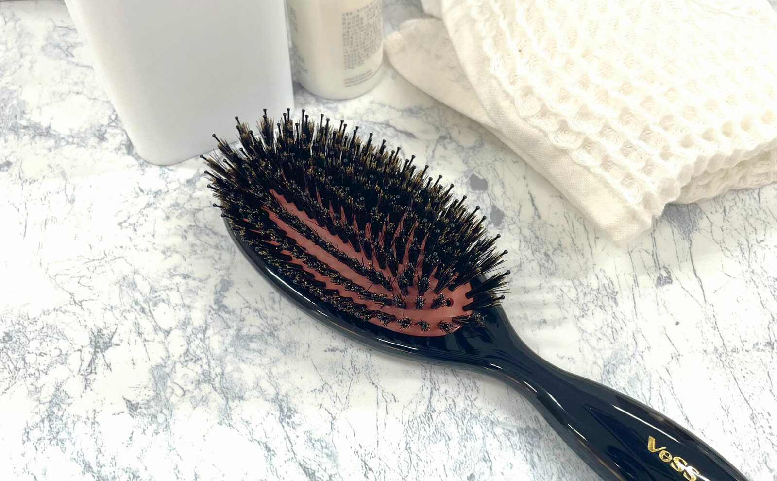 ヘアブラシ 天然毛 クッションブラシ ブラシクリーナー無 天然豚