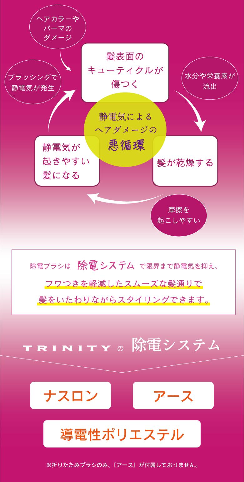 静電気によるヘアダメージの悪循環 ３つの除電システムで静電気を抑える