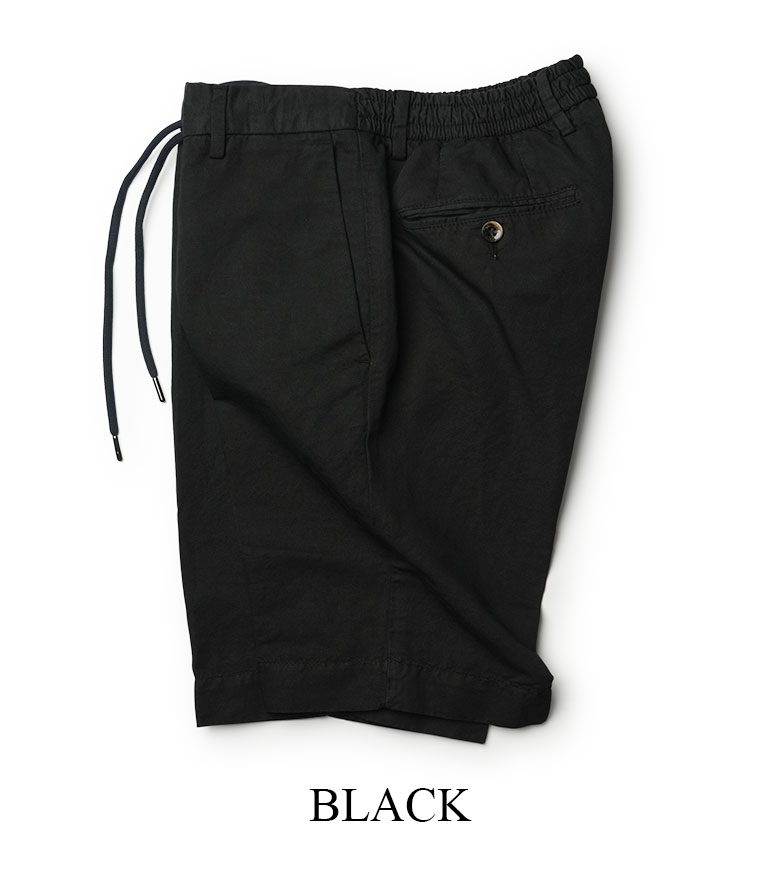 GERMANO per BEAMS ブラックショートパンツ 46 GERMANO（ジェルマーノ） ショートパンツ ドローコード 製品染め