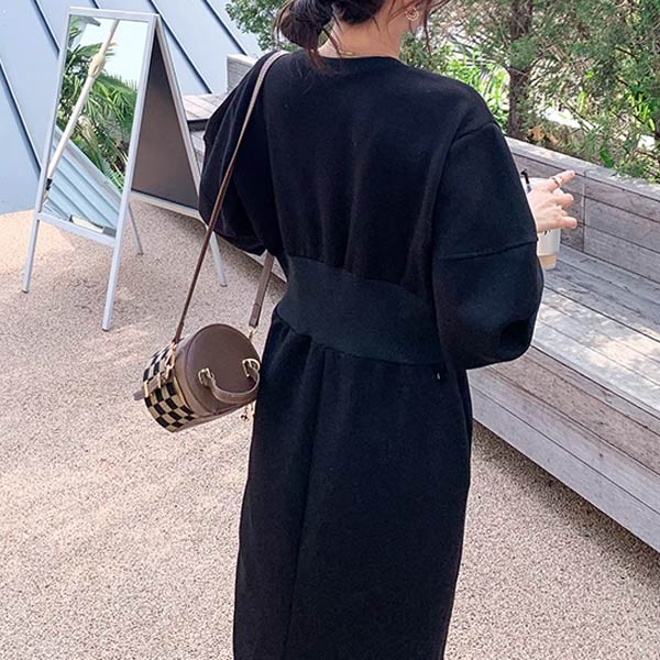 ワンピース レディース 秋 冬 秋冬 黒 白 長袖 スウェットマキシ