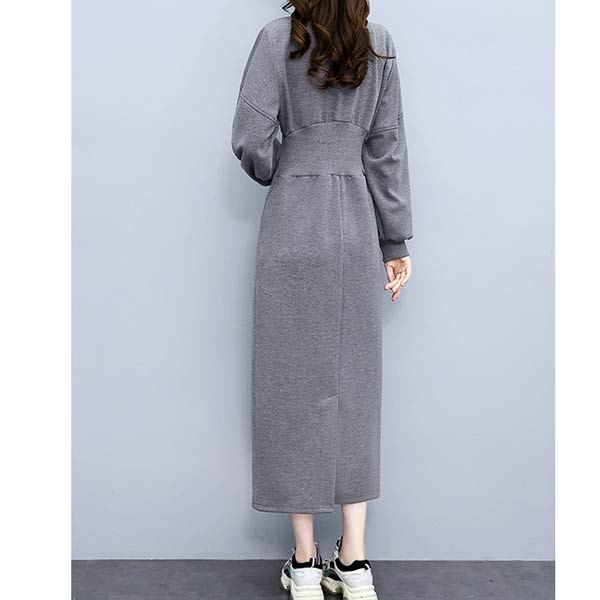 ワンピース レディース 秋 冬 秋冬 黒 白 長袖 スウェットマキシ