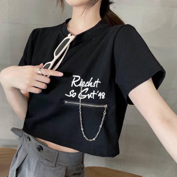 韓国ブランド　current クロップドtシャツ クロップドTシャツ レディース Tシャツ トップス 韓国
