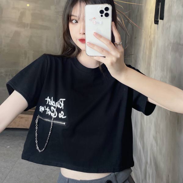 15％OFF BIG BANG SALEクーポン］クロップドTシャツ レディース T