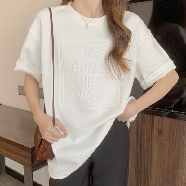 Tシャツ レディース 英字ロゴ トップス 半袖 チュニック カジュアル シンプル かわいい 白 ホワイト Tシャツ レディース 英字 トップス 半袖 チュニック カジュアル