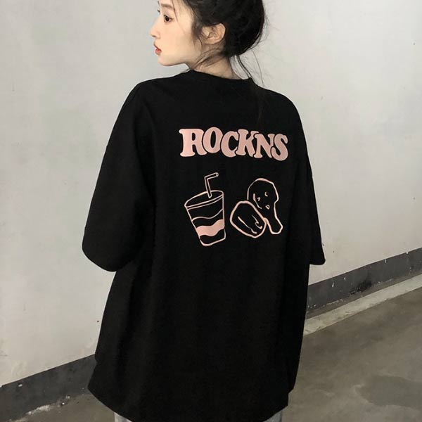 CLEARANCE TIME SALE］バックプリント Tシャツ 半袖 オーバーサイズ