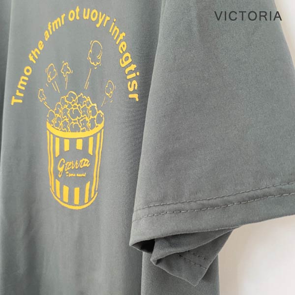 Tシャツ ポップコーン プリント 韓国ファッション 半袖 オーバーサイズ