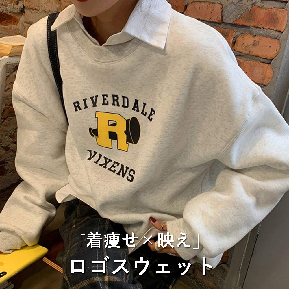 トレーナー レディース 裏起毛 カレッジロゴ スウェット 韓国