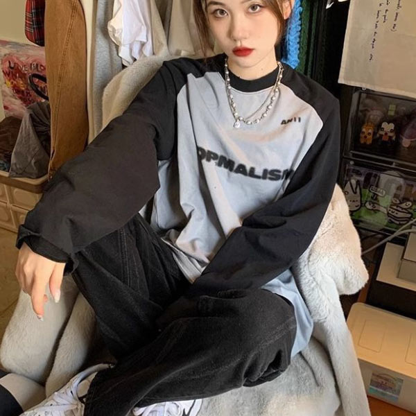 ラグランスリーブ ロンT レディース Tシャツ 韓国 ファッション