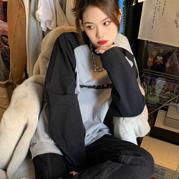 ラグランスリーブ ロンT レディース Tシャツ 韓国 ファッション