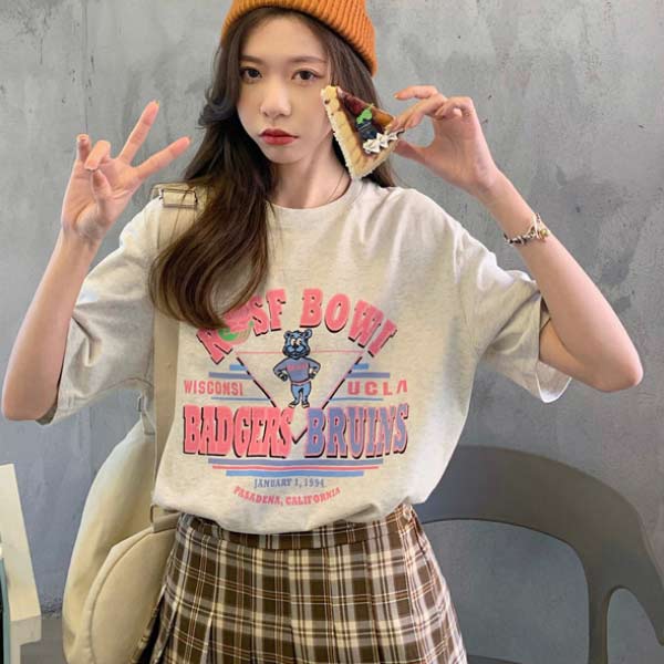 2BUYまとめ割］【人気】カジュアルプリント ロゴTシャツ レディース