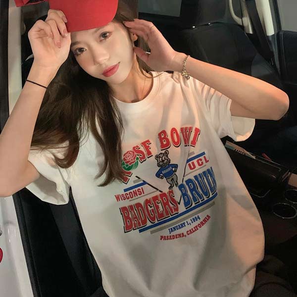 2BUYまとめ割］【人気】カジュアルプリント ロゴTシャツ レディース