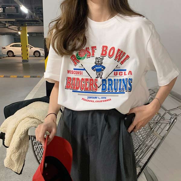 2BUYまとめ割］【人気】カジュアルプリント ロゴTシャツ レディース
