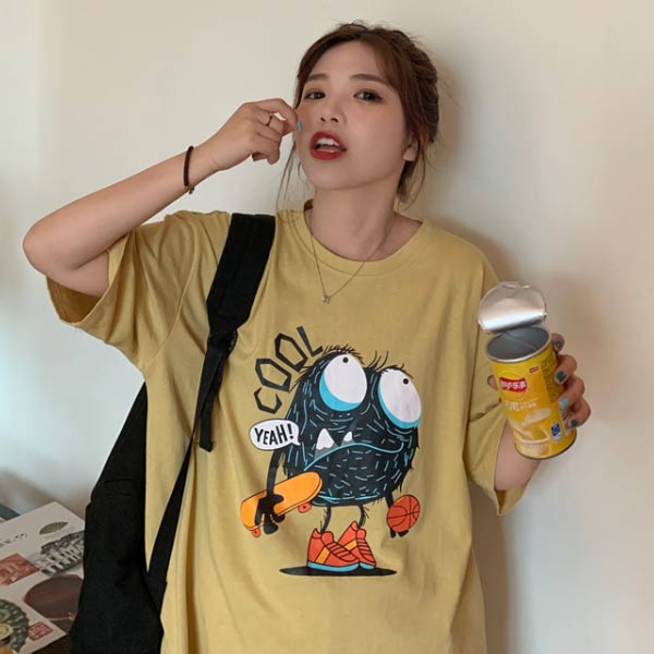 BIG BANG SALE］カジュアルプリント ロゴTシャツ レディース 韓国