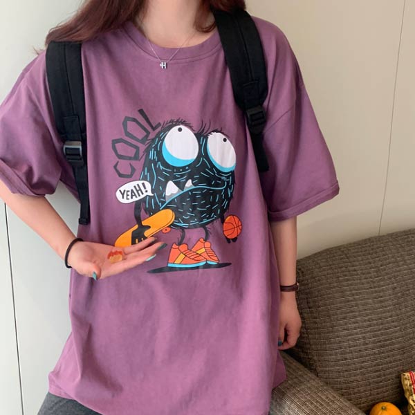 2BUYまとめ割］カジュアルプリント ロゴTシャツ レディース 韓国