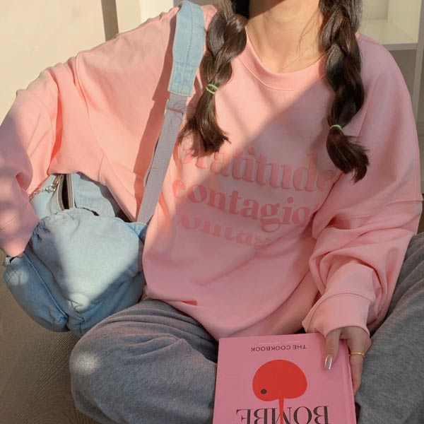 Victoria'sSecretPINKロング丈スウェットトレーナーゆったりM