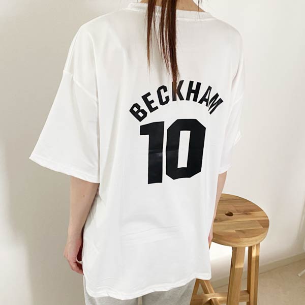 韓国風 オーバーサイズ ナンバープリント 半袖 Tシャツ レディース