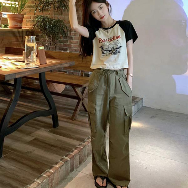クロップドTシャツ レディース Tシャツ トップス 韓国