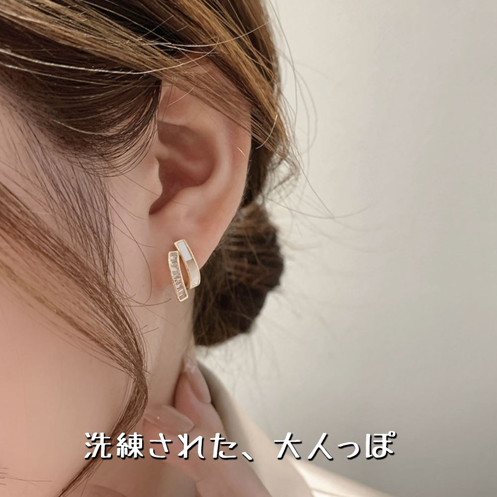 50円offクーポン］イヤリング ノンホールピアス クリップ式 2連風