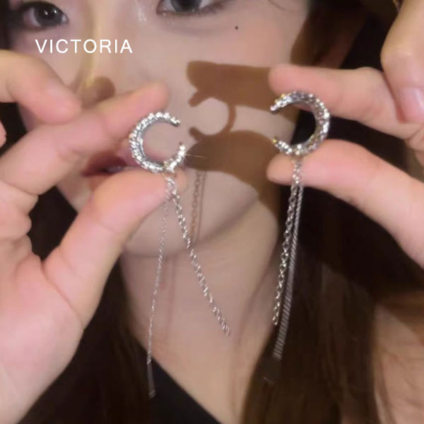 【超美品】CHANEL ピアス　ラインストーン ドロップチェーン イヤーカフ 超美品】CHANEL ピアス ラインストーン ドロップチェーン イヤーカフ