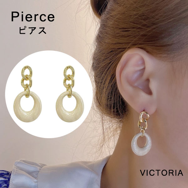 Yahoo! Yahoo!ショッピング(ヤフー ショッピング)チェーン＆マーブルリングピアス ラウンド ピアス シンプル お洒落 おしゃれ リングピアス かわいい ゴールドピアス きれいめ 【メール便】 [M便 1/1] 22J61023