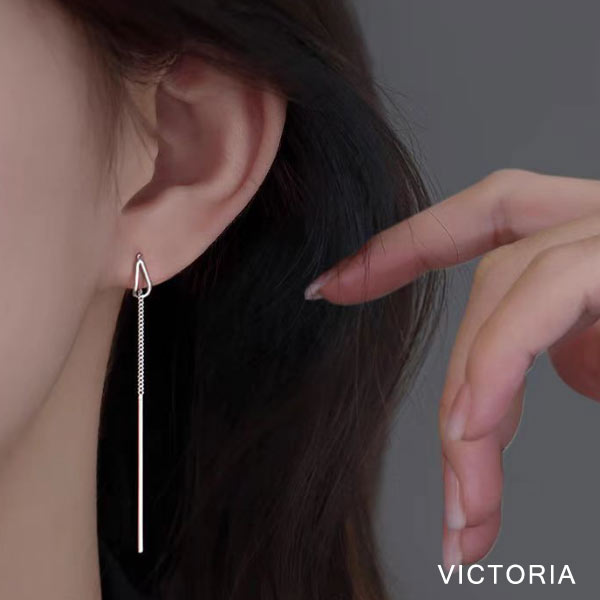 ロングチェーンピアス シンプル きれいめ ぶら下がりピアス 大人
