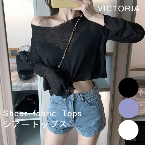 クロップド丈シースルー 韓国 ファッション シアートップス メッシュ